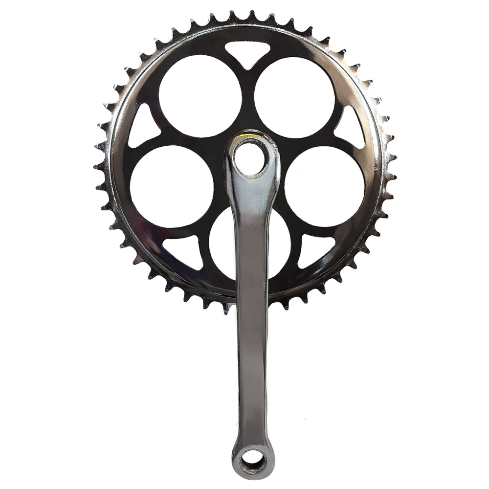 Plato y Palanca Simple 46 Dientes - 170 mm  para Eje con Chaveta - Cromado